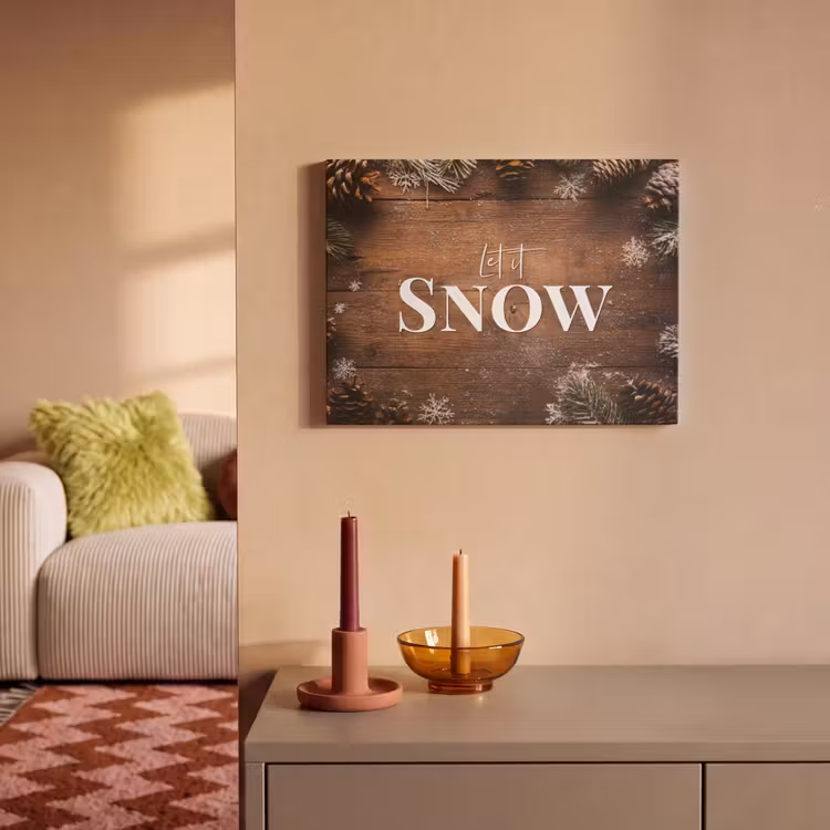 Akoestisch schilderij - Sneeuw - Houtlook - Quote - Let it snow — 2