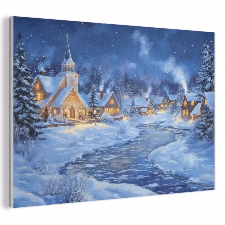 Akoestisch schilderij - Winteravond - Kerstdorp - Donker — 1