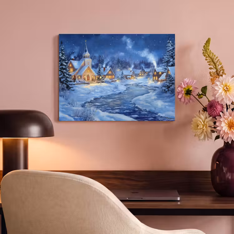 Akoestisch schilderij - Winteravond - Kerstdorp - Donker — 4