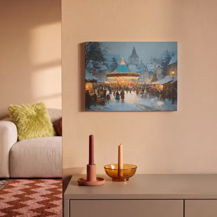 Akoestisch schilderij - Winterkermis - Dorp - Kleurrijk — 2