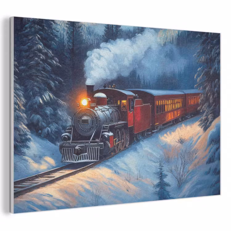 Akoestisch schilderij - Trein - Kerst - Sneeuw - Kersttrein — 1