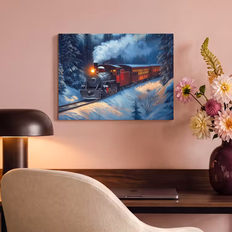 Akoestisch schilderij - Trein - Kerst - Sneeuw - Kersttrein — 4