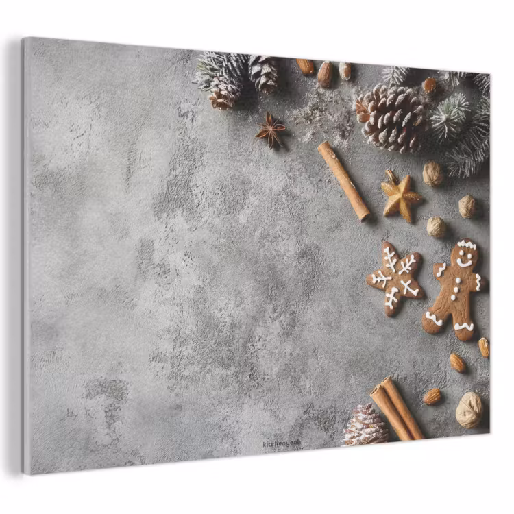 Akoestisch schilderij - Winter - Kerst - Beton - Dennenappels — 1