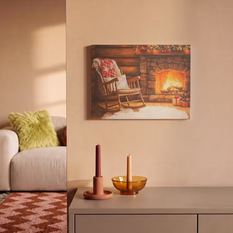 Akoestisch schilderij - Winter - Kerst - Huis - Openhaard — 2