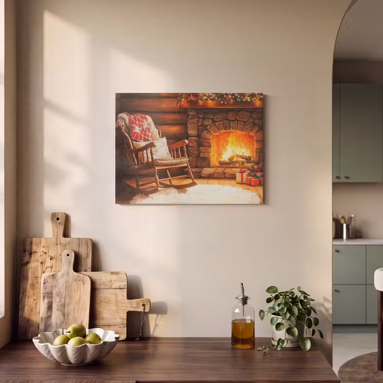 Akoestisch schilderij - Winter - Kerst - Huis - Openhaard — 3