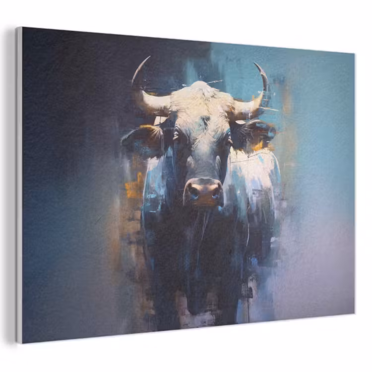 Akoestisch schilderij - Stier - Zwart - Abstract - Horens — 1