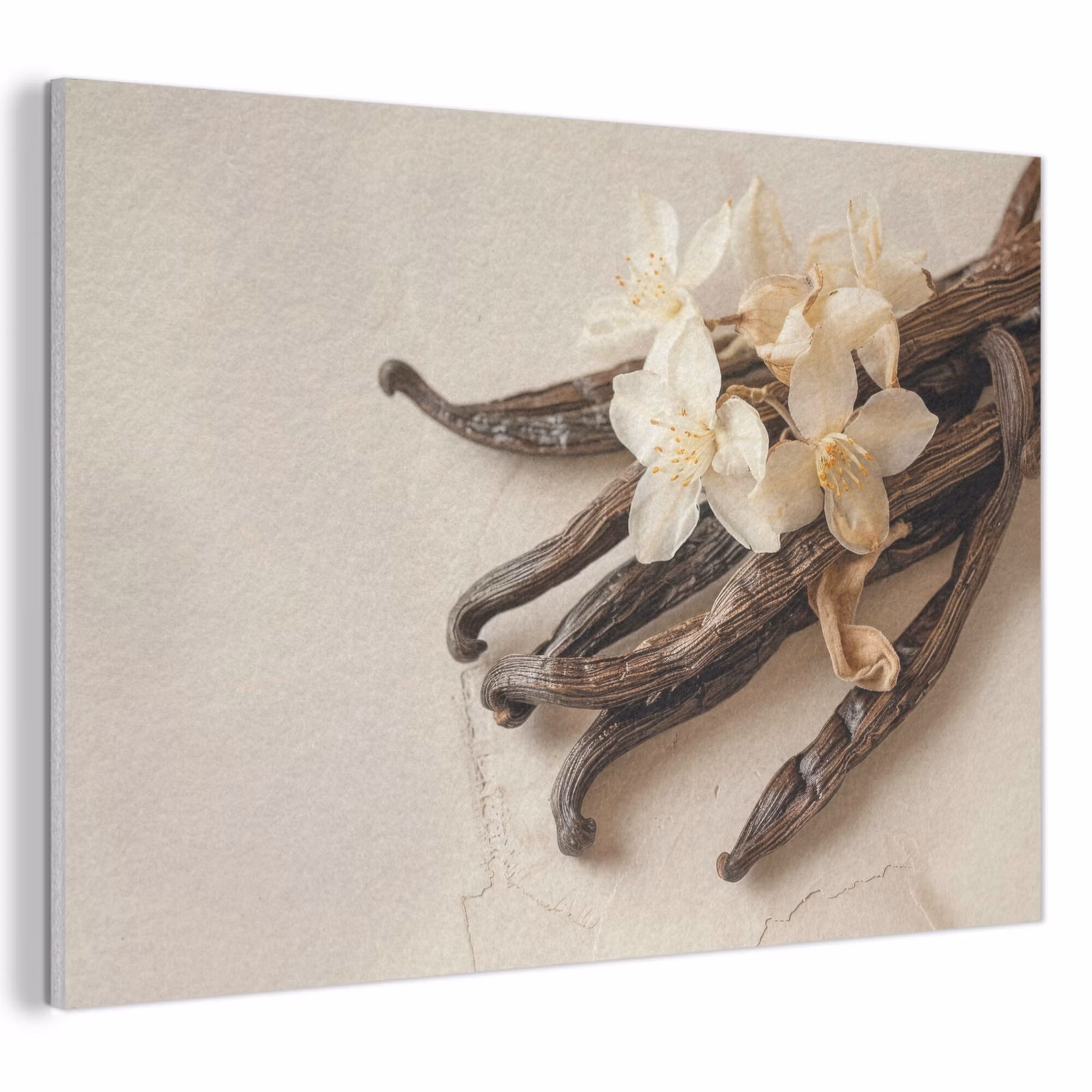 Akoestisch schilderij - Vanille - Bloemen - Beige — 1