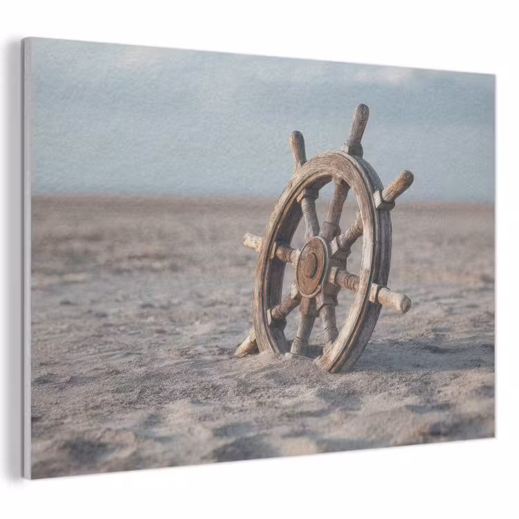 Akoestisch schilderij - Scheepsstuur - Hout - Bruin - Zand — 1