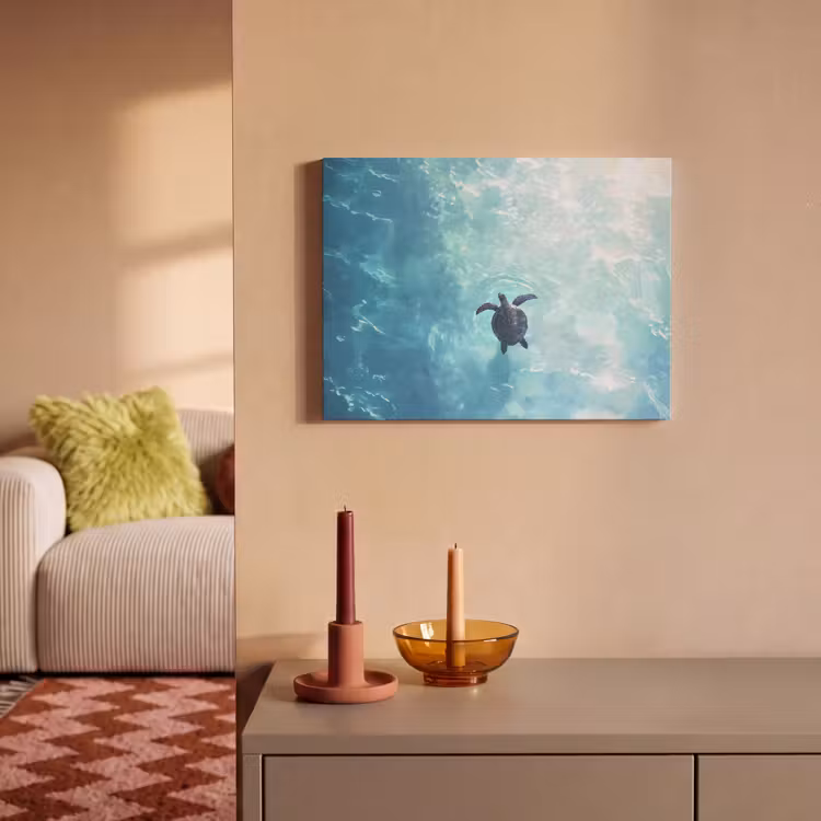 Akoestisch schilderij - Schildpad - Zee - Blauw - Schittering — 2