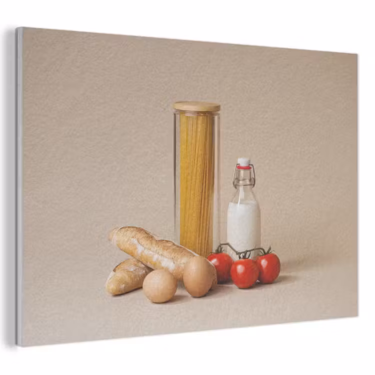 Akoestisch schilderij - Spaghetti - Melk - Tomaten - Eieren - Brood — 1