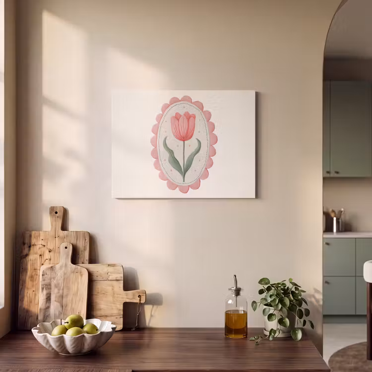 Akoestisch schilderij - Tulp - Lijst - Ovaal - Illustratie — 3