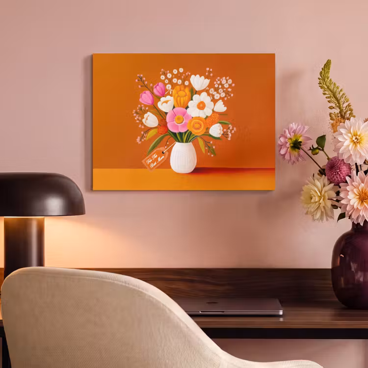 Akoestisch schilderij - Vaas - Bloemen - Oranje — 4