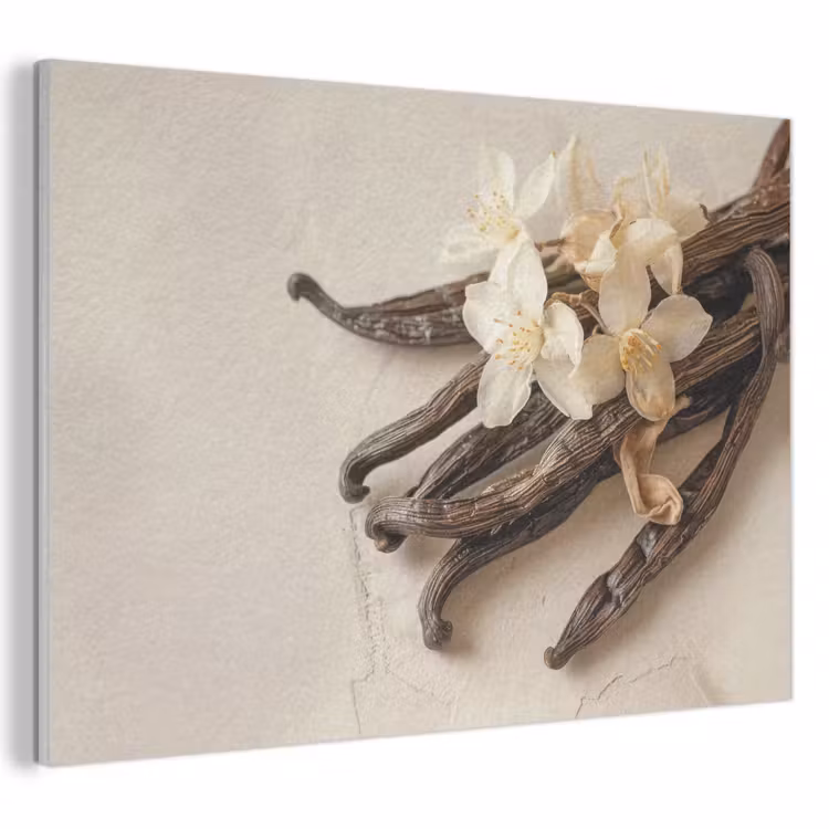 Akoestisch schilderij - Vanille - Bloemen - Beige — 1