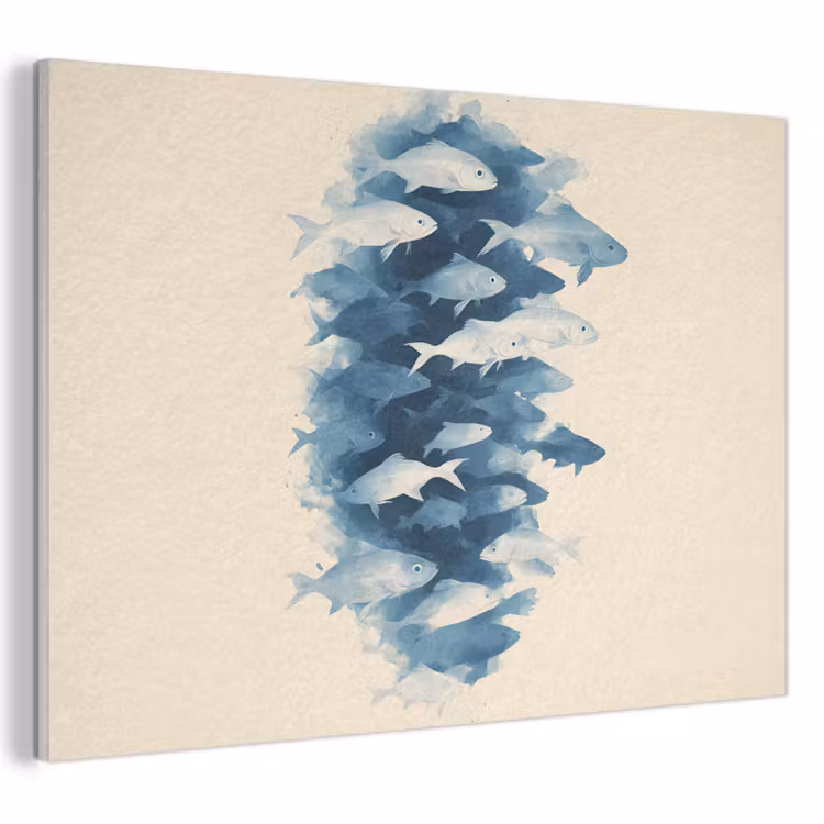 Akoestisch schilderij - Vissen - Minimalistisch - Blauw — 1