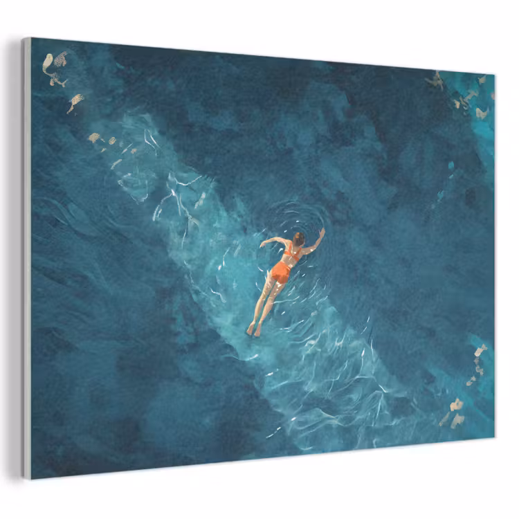 Akoestisch schilderij - Vrouw - Water - Bikini - Oranje — 1