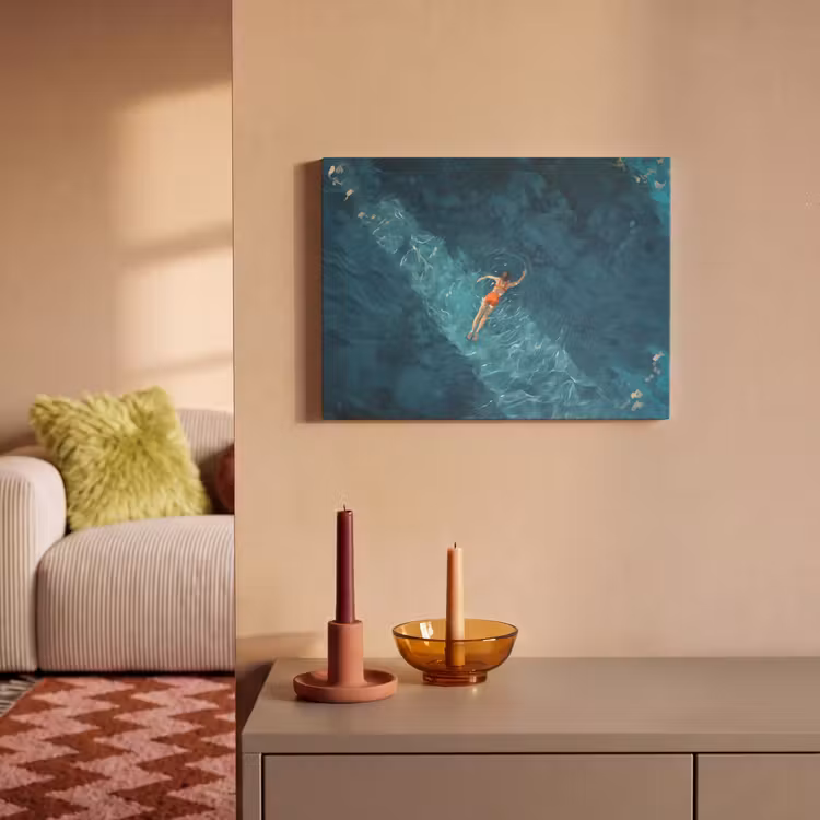 Akoestisch schilderij - Vrouw - Water - Bikini - Oranje — 2