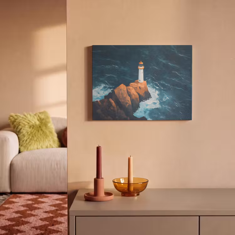 Akoestisch schilderij - Vuurtoren - Rots - Zee - Golven — 2