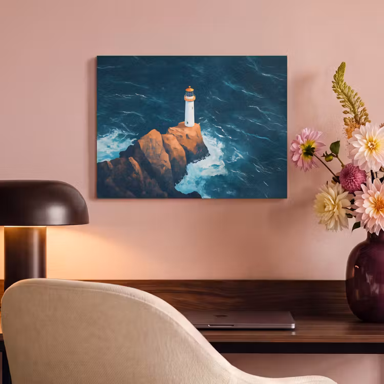 Akoestisch schilderij - Vuurtoren - Rots - Zee - Golven — 4