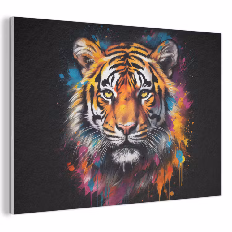 Akoestisch schilderij - Tijger - Graffiti - Dieren - Zwart — 1