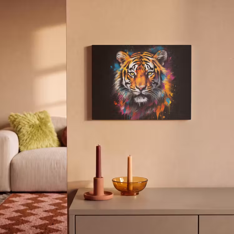 Akoestisch schilderij - Tijger - Graffiti - Dieren - Zwart — 2