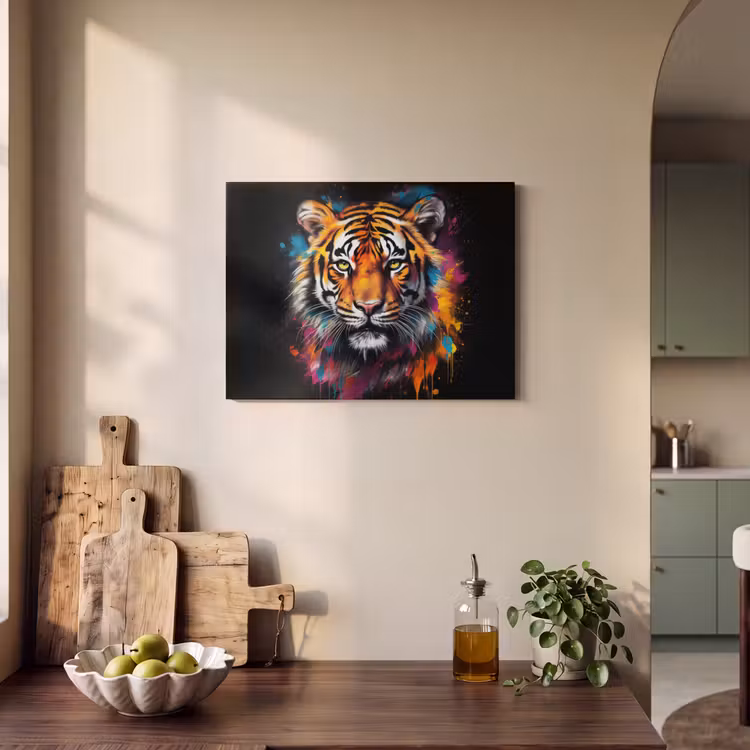 Akoestisch schilderij - Tijger - Graffiti - Dieren - Zwart — 3