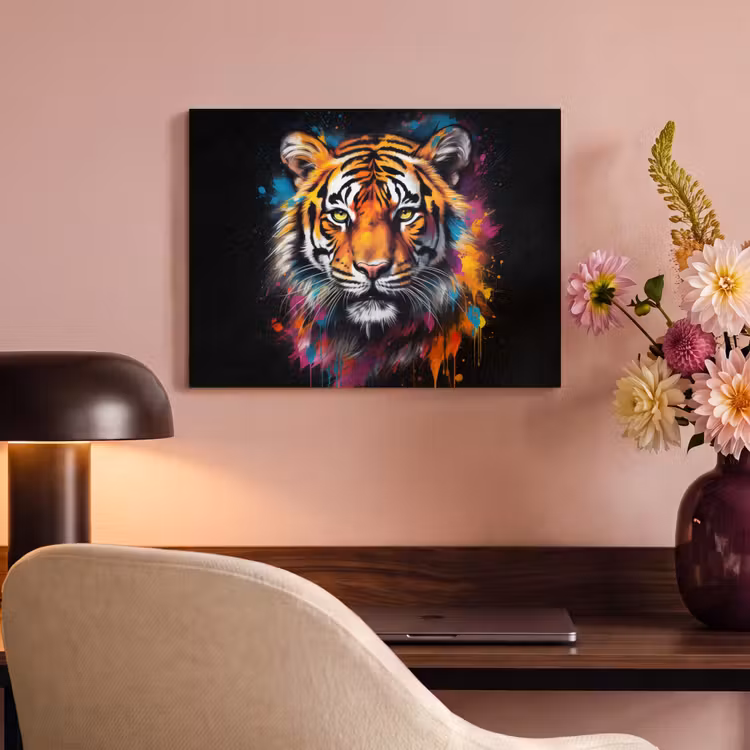 Akoestisch schilderij - Tijger - Graffiti - Dieren - Zwart — 4