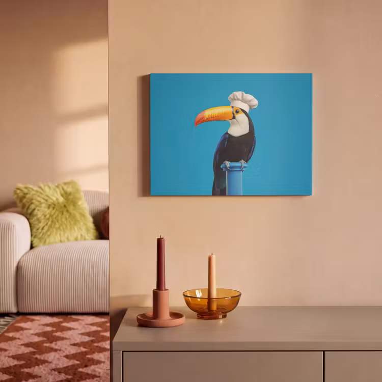 Akoestisch schilderij - Tucan - Sokkel - Vogel - Koksmuts — 2