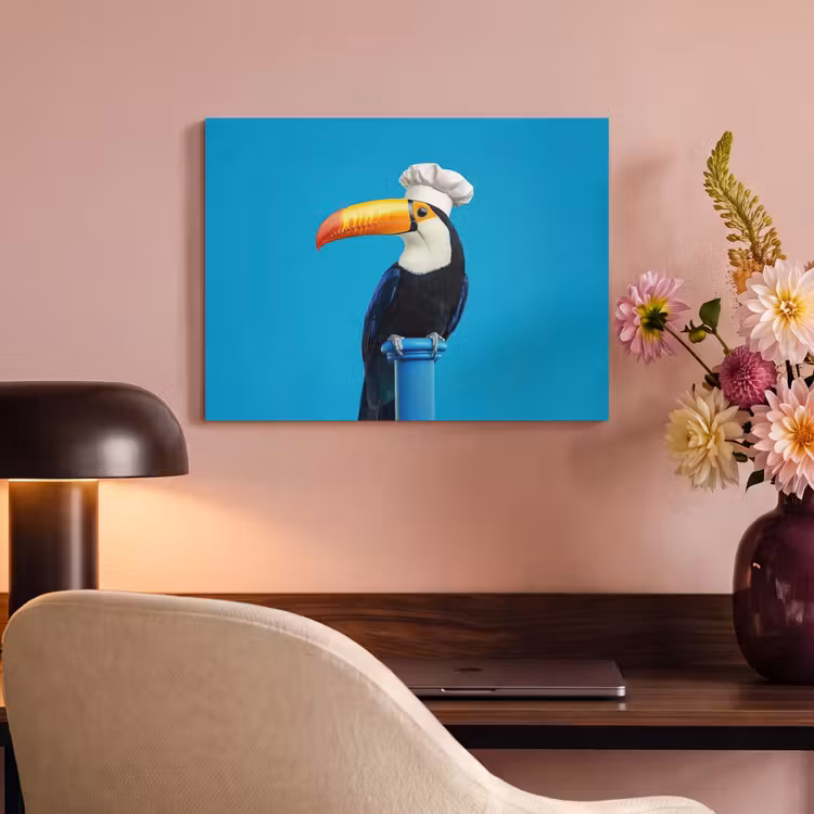 Akoestisch schilderij - Tucan - Sokkel - Vogel - Koksmuts — 4