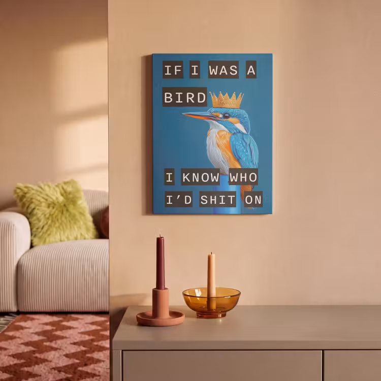 Akoestisch schilderij - Vogel - Decoratie - Ijsvogel - Blauw — 2