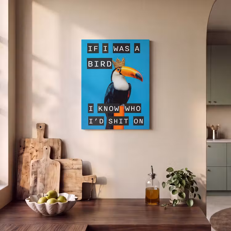 Akoestisch schilderij - Vogel - Toekan - Blauw - Quotes — 3