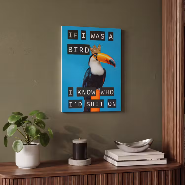 Akoestisch schilderij - Vogel - Toekan - Blauw - Quotes — 4