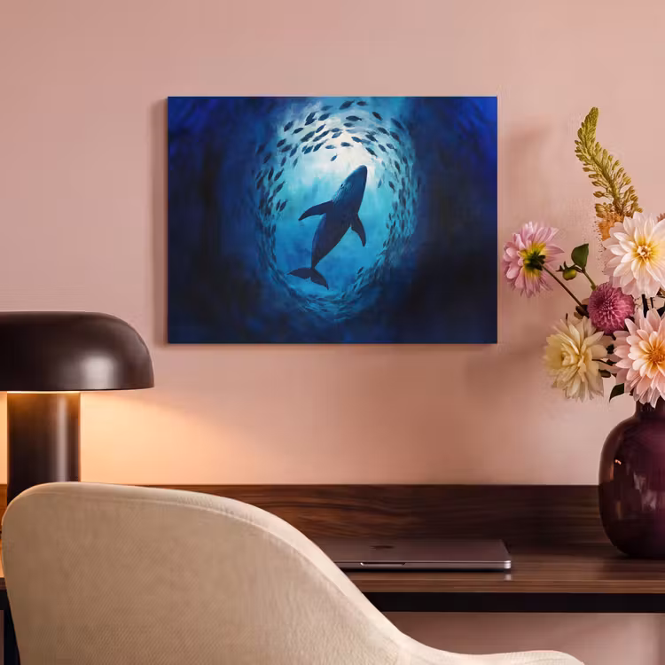 Akoestisch schilderij - Walvis - Vissen - Donkerblauw — 4