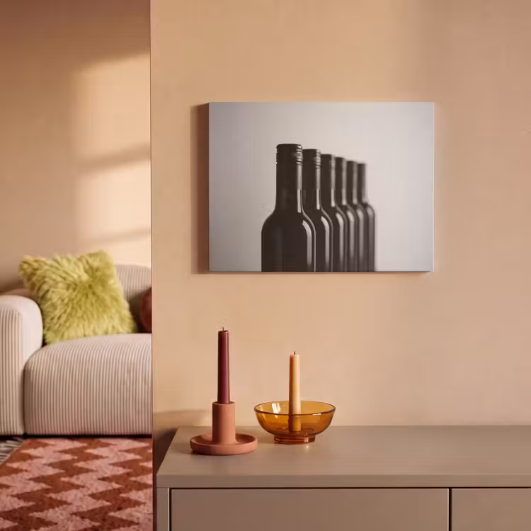 Akoestisch schilderij - Wijnflessen - Zwart - Minimalistisch — 2