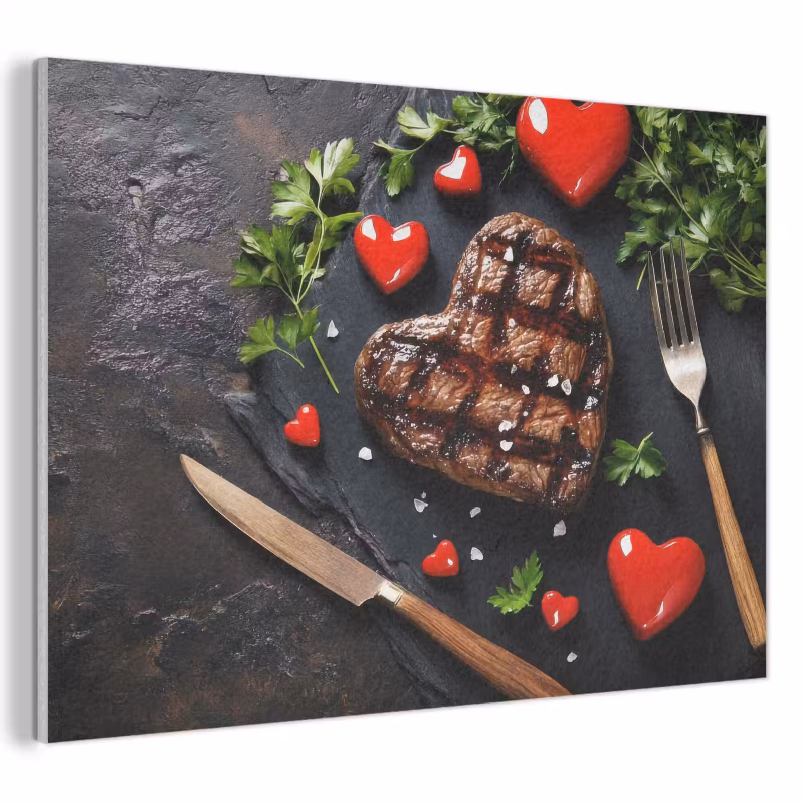 Akoestisch schilderij - Steak - Hart - Bestek — 1