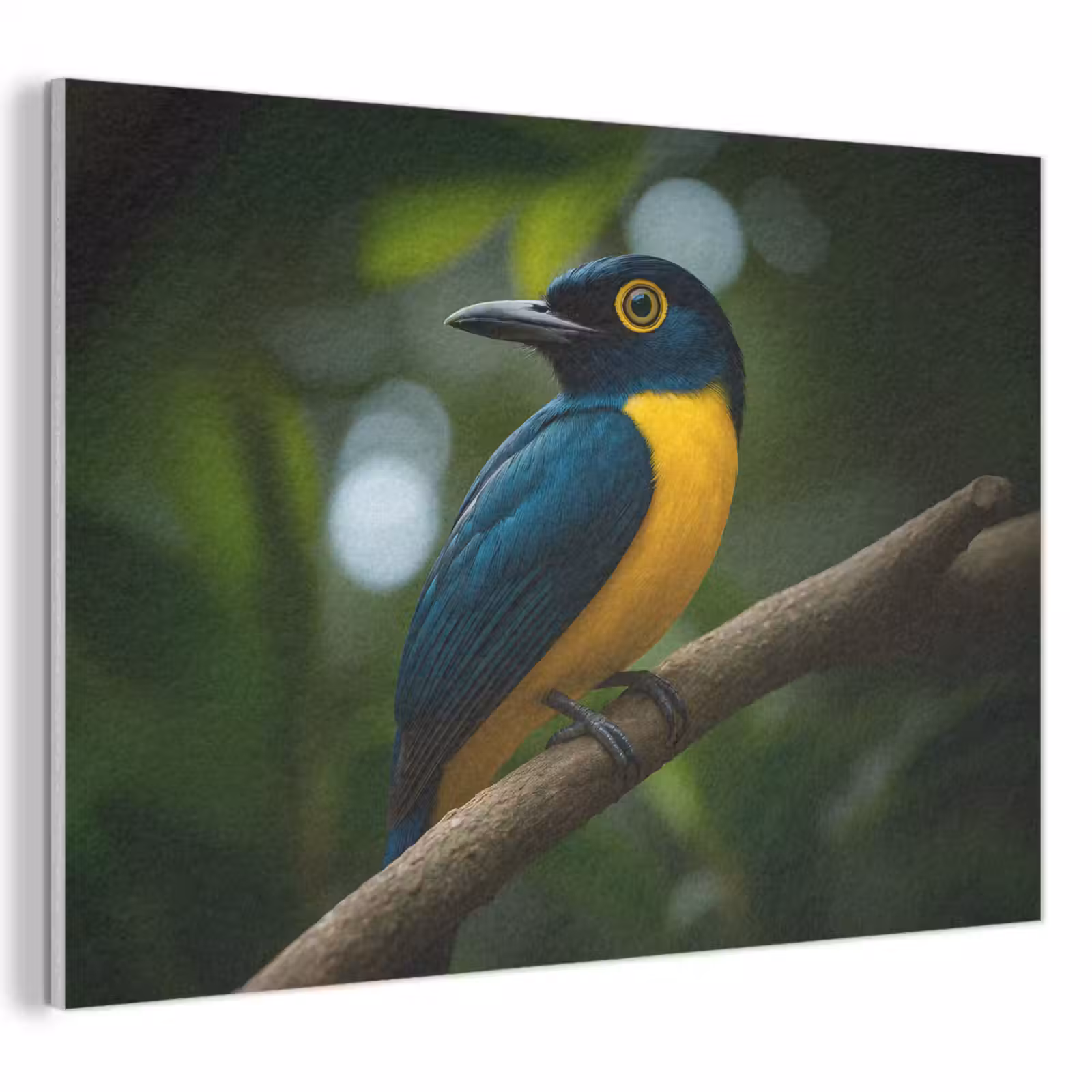 Akoestisch schilderij - Vogel - Tak - Geel - Bladeren — 1