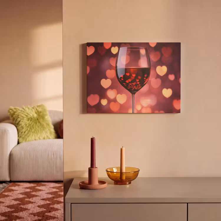 Akoestisch schilderij - Rood - Wijn - Hartjes — 2