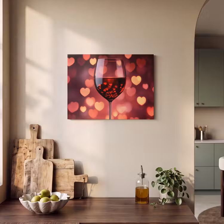 Akoestisch schilderij - Rood - Wijn - Hartjes — 3