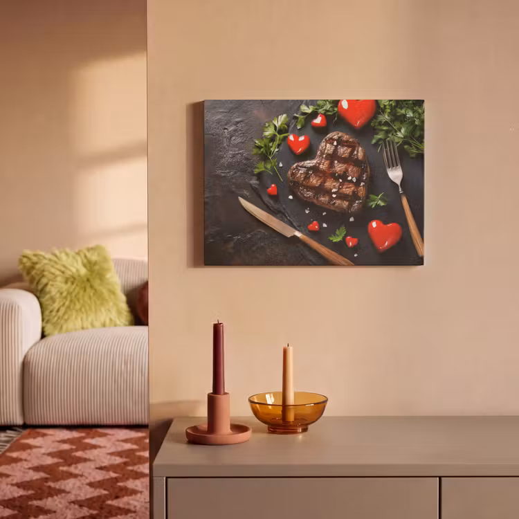 Akoestisch schilderij - Steak - Hart - Bestek — 2