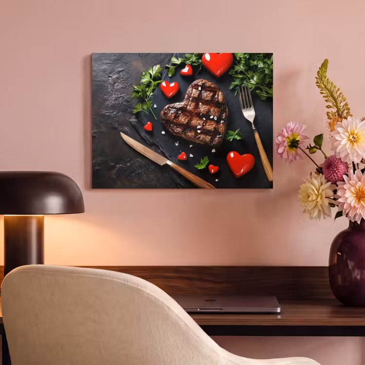 Akoestisch schilderij - Steak - Hart - Bestek — 4