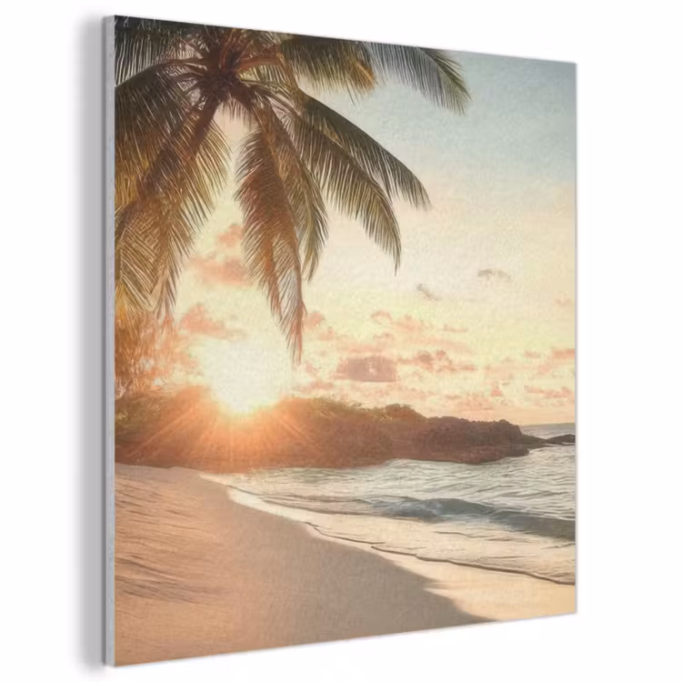 Akoestisch schilderij - Strand - Palmbomen - Oceaan - Zonsondergang — 1