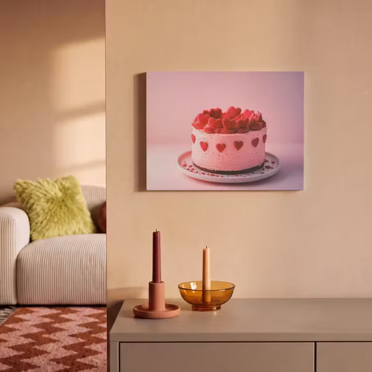 Akoestisch schilderij - Taart - Hart - Roze — 2