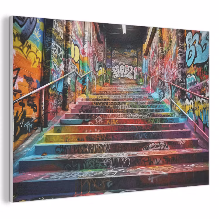 Akoestisch schilderij - Trap - Graffiti - Kleuren - Kunst — 1