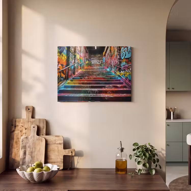 Akoestisch schilderij - Trap - Graffiti - Kleuren - Kunst — 3