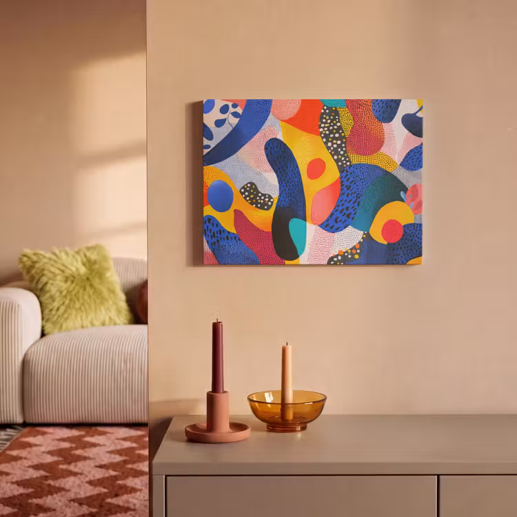 Akoestisch schilderij - Vormen - Abstract - Stippels - Blauw — 2