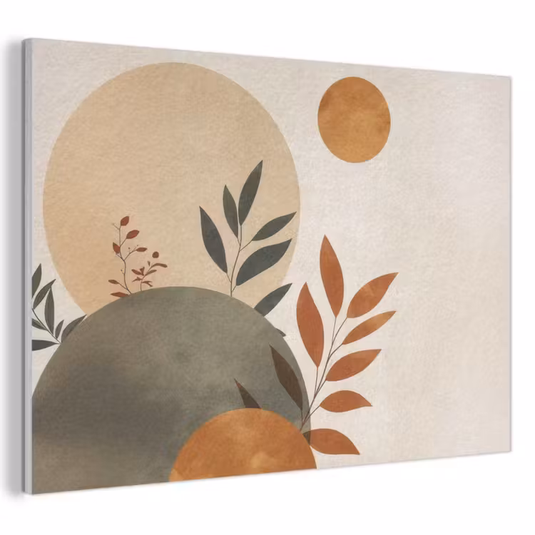 Akoestisch schilderij - Vormen - Rond - Bladeren - Beige — 1