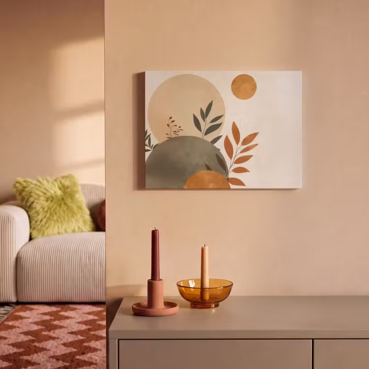 Akoestisch schilderij - Vormen - Rond - Bladeren - Beige — 2