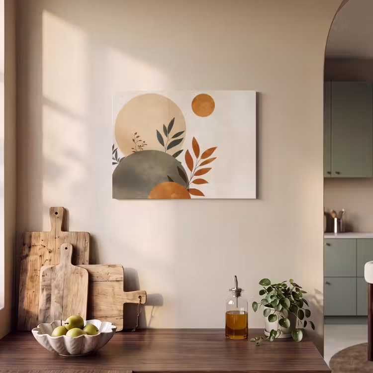 Akoestisch schilderij - Vormen - Rond - Bladeren - Beige — 3