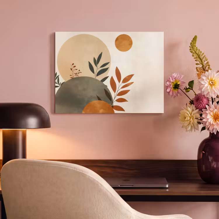 Akoestisch schilderij - Vormen - Rond - Bladeren - Beige — 4