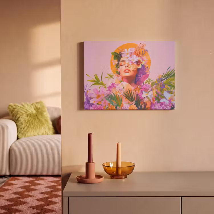 Akoestisch schilderij - Vrouw - Abstract - Cirkel - Bloemen — 2