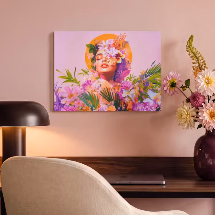 Akoestisch schilderij - Vrouw - Abstract - Cirkel - Bloemen — 4